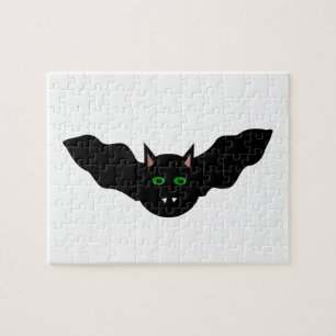 Vampire Chat Face À Bat Halloween Puzzle