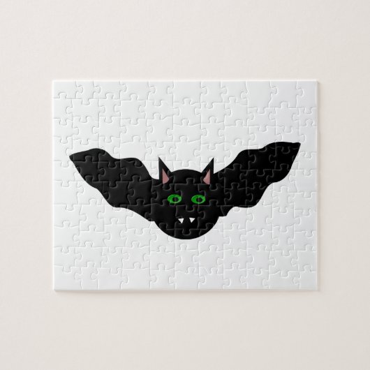 Vampire Chat Face À Bat Halloween Puzzle (Horizontal)
