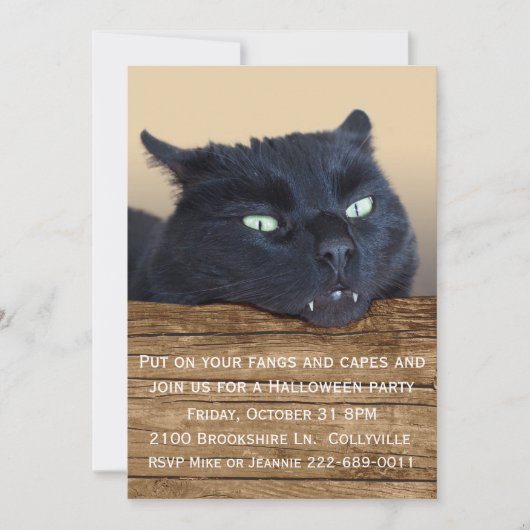 Vampire Chat noir Halloween Party Invitation (Devant)