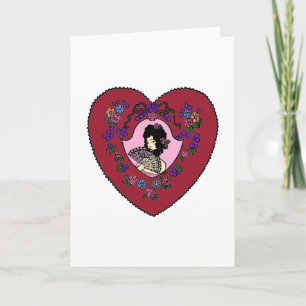 Vampire Dame Valentine Zwart Haar Feestdagen Kaart