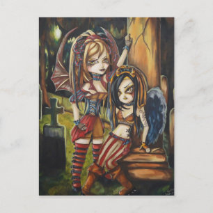 Vampire Dark Angel Gothic Graveyard Art Briefkaart