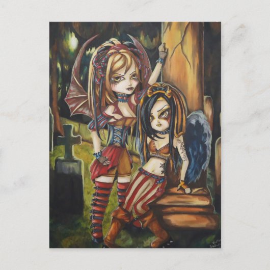 Vampire Dark Angel Gothic Graveyard Art Briefkaart (Voorkant)