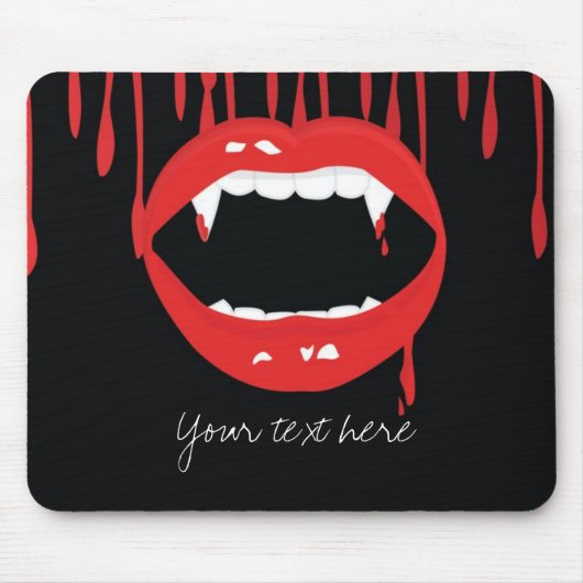 Vampire druipend bloed Halloween tanden muismat (Voorkant)