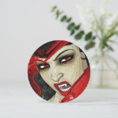 Vampire face halloween verjaardagsfeest kaart (Staand voorkant)