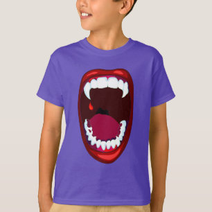 Vampire Fangs Campy Horror Show Teeth Red Lips T-shirt