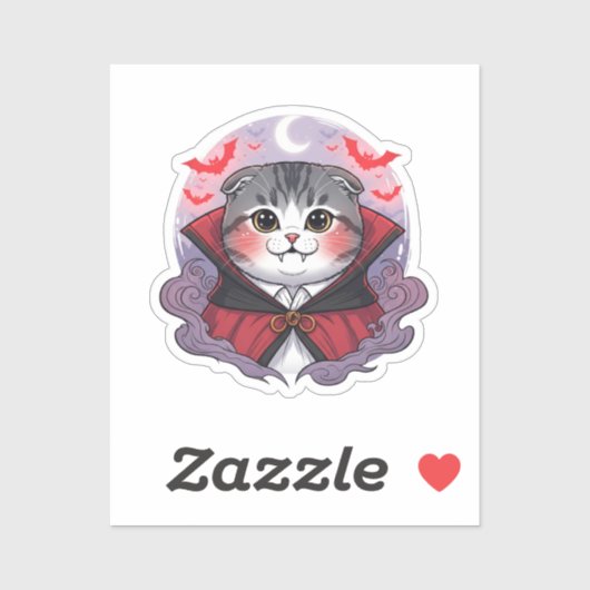 Vampire Fold - Schattigee Schotse Vouw Vampier Cat Sticker (Vel)
