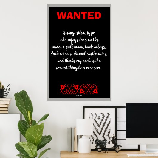 Vampire Gezochte Grappig Gothic Art Print (Thuiskantoor)