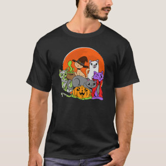 Vampire Ghost Zombie Witch Cats in Pumpkin Cute Ha T-shirt