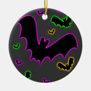 Vampire Glow Bats Gothic Kerstannament Keramisch Ornament