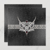 Vampire Gothic Faux Leder Joodse bruiloft Kaart (Voorkant / Achterkant)