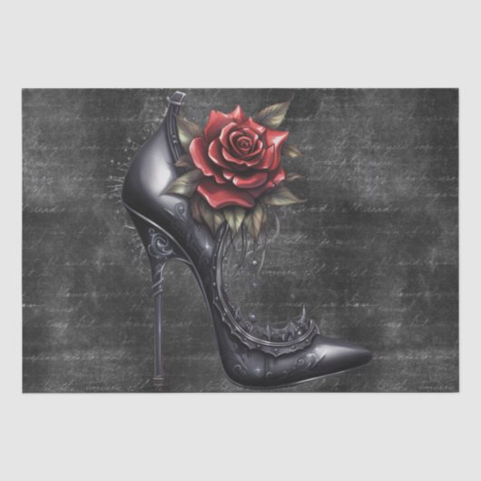Vampire Gothic Roos Zwart Heel Pattern Tissuepapier (Voorkant)