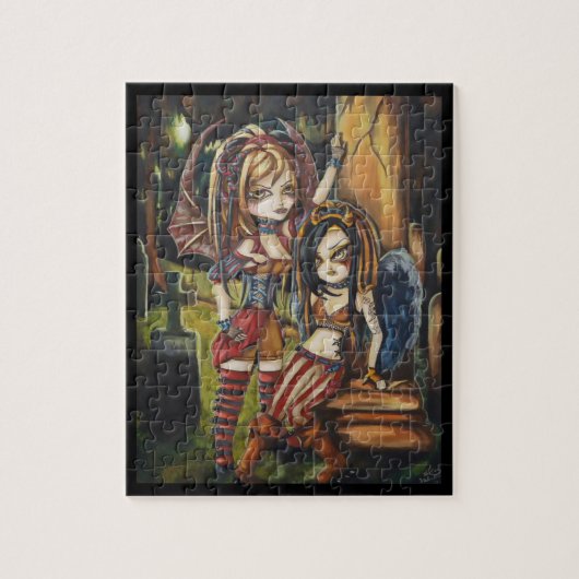 Vampire Gothic Sisters Fantasy Art Puzzle in Tin Legpuzzel (Verticaal)
