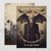 Vampire gothique vintage Dracula Merci (Devant / Derrière)