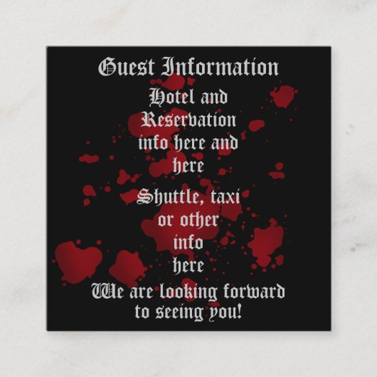 Vampire Halloween bruiloft gastinformatie Informatiekaartje (Voorkant)