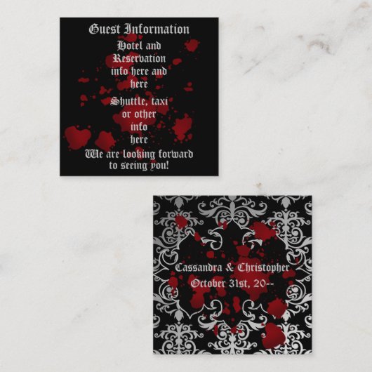 Vampire Halloween bruiloft gastinformatie Informatiekaartje (Voorkant / Achterkant)