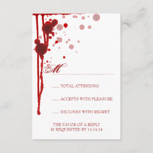 Vampire Halloween Mariage RSVP faux sang rouge