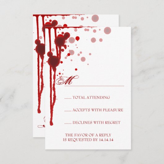 Vampire Halloween Mariage RSVP faux sang rouge (Devant / Derrière)