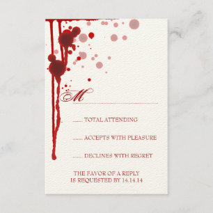 Vampire Halloween Mariage RSVP faux sang rouge