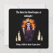 Vampire 🖤 halloween party - Black Invitation card (Dos)