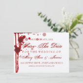 Vampire Halloween Save the Date Fake Blood Red (Staand voorkant)