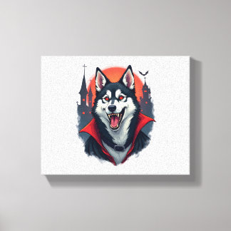 Vampire Husky Bite Canvas Afdruk