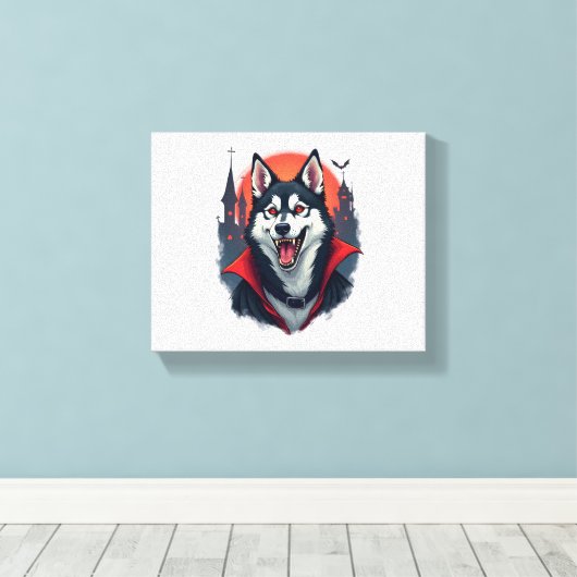 Vampire Husky Bite Canvas Afdruk (Insitu (Houten vloer))