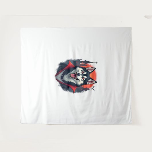 Vampire Husky Bite Wandkleed (Voorkant (horizontaal))