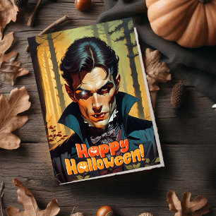 Vampire in het nachtelijke bos Halloween Feestdagenkaart