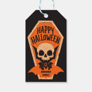 Vampire Kist Griezelige Schedel Gelukkig Halloween Cadeaulabel