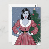 Vampire Lady Blauwe Huid Kerstmis Briefkaart (Voorkant / Achterkant)