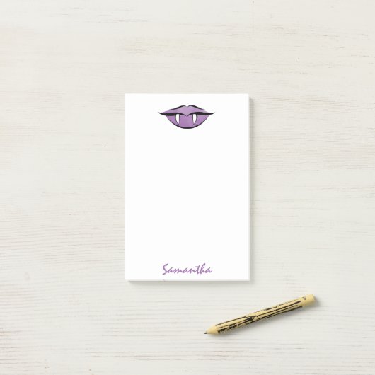 Vampire Lèvres Goth Purple Post-it® Notes (Sur un bureau)