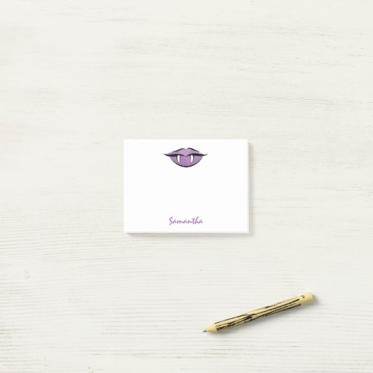 Vampire Lèvres Goth Purple Post-it® Notes (Sur un bureau)