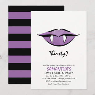 Vampire Lips Gothic Sweet Sixteen Invitation Kaart