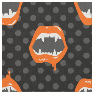 vampire lips monster fanged creature orange stof