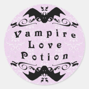 Vampire Love Potion Halloween Stickers Rond