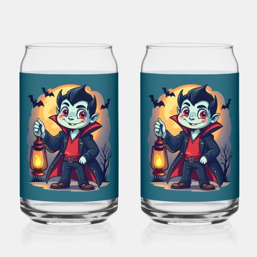 Vampire mignon avec Lantern Kawaii Halloween (Verso)