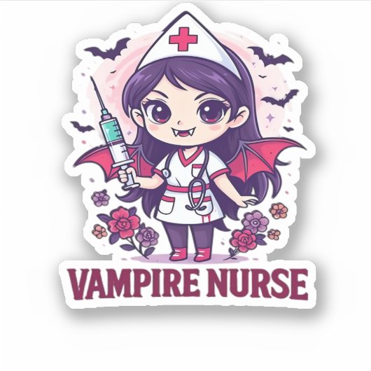 Vampire Nurse Shirt � Funny Halloween Medical Work Sticker (Voorkant)