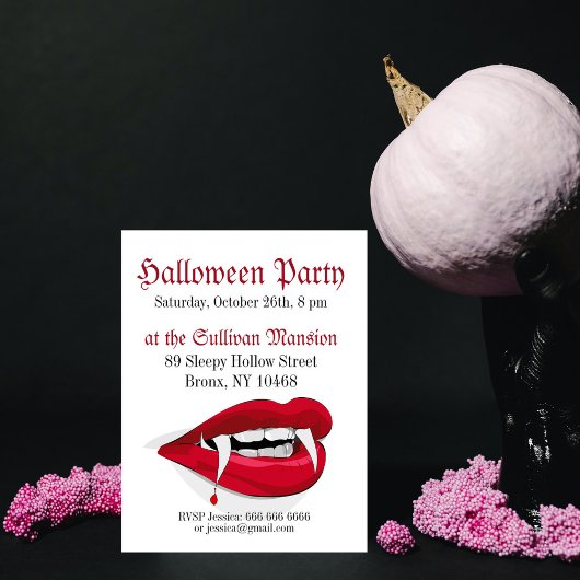 Vampire Red Lips Halloween Party Invitation