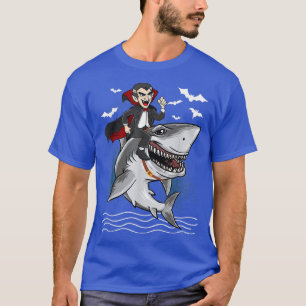 Vampire Riding Shark Happy Halloween Costume Day B T-shirt