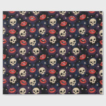 Vampire Rode Lippen & Schedels Griezelig Patroon