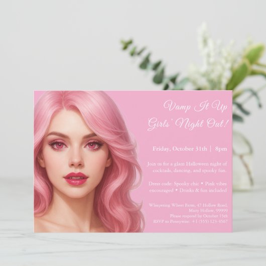 Vampire rose | Invitation d'Halloween pour les fil (Debout devant)