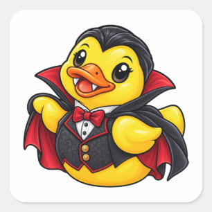 Vampire Rubber Eend Halloween Kostuum Vierkante Sticker