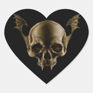 Vampire schedel hart sticker