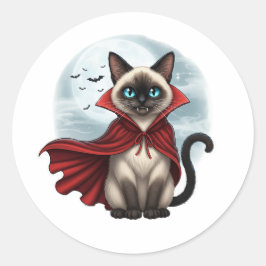 Vampire Siamese – Halloween Siamese kat Ronde Sticker