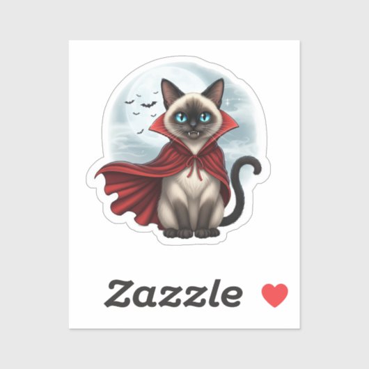 Vampire Siamese – Halloween Siamese kat Sticker (Vel)