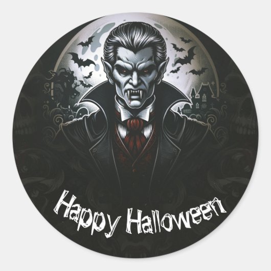 Vampire & Skulls Halloween-feest Ronde Sticker (Voorkant)