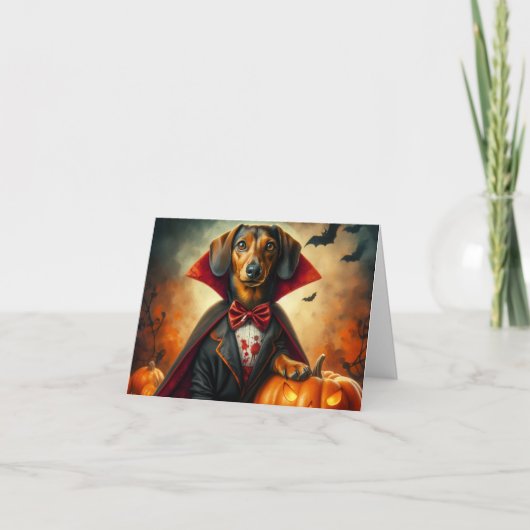 Vampire Teckel Halloween Kaart (Voorkant)