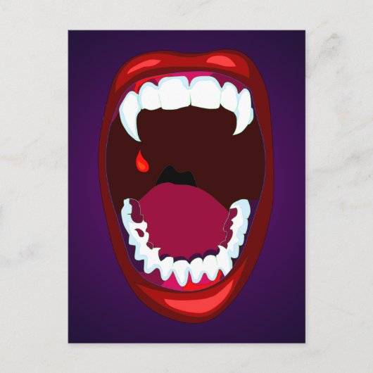 Vampire Teeth Horror Show Monster Fangs Red Paars Briefkaart (Voorkant)