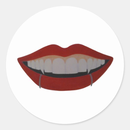 Vampire teeth ronde sticker (Voorkant)