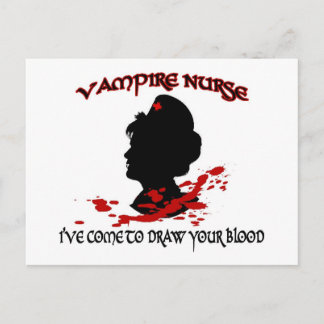 Vampire verpleegster (ik kom uw bloed tekenen) briefkaart